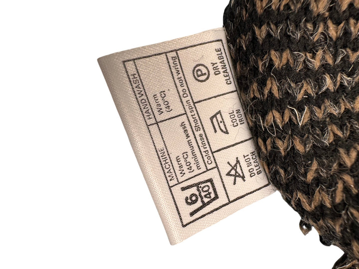 Bentley Casuals Black Patterned V-Neck Sweater - L - Think Vintage Online Ltd