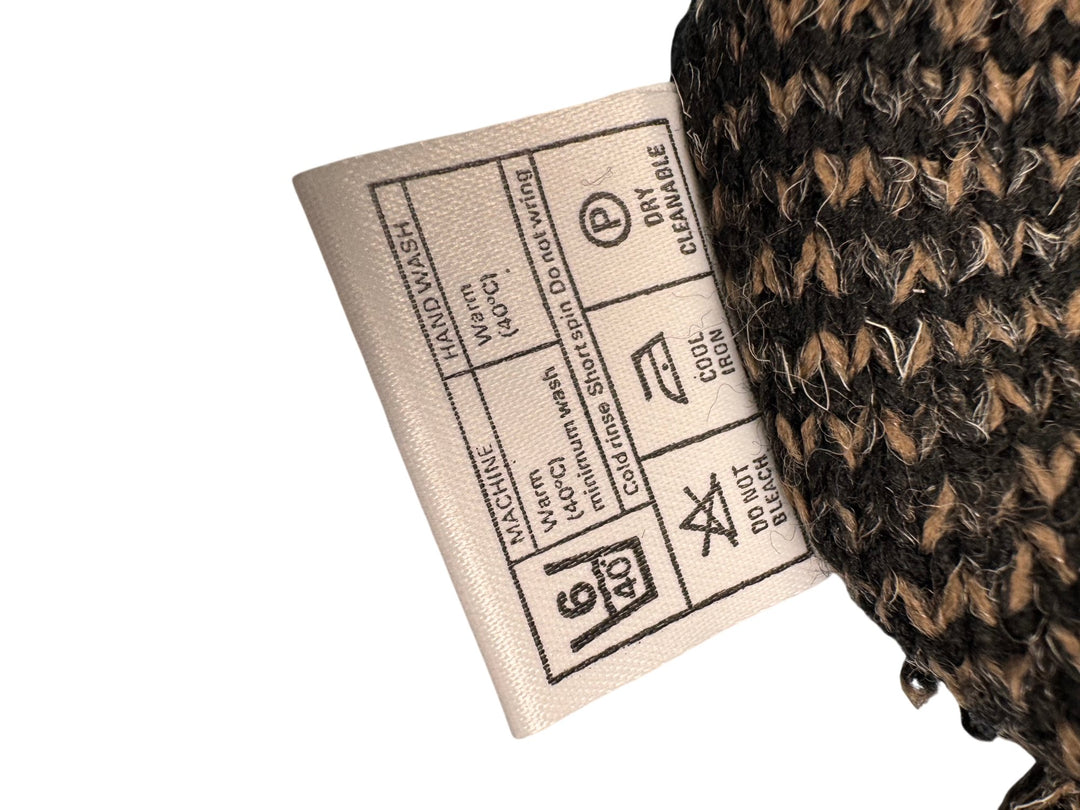 Bentley Casuals Black Patterned V-Neck Sweater - L - Think Vintage ltd