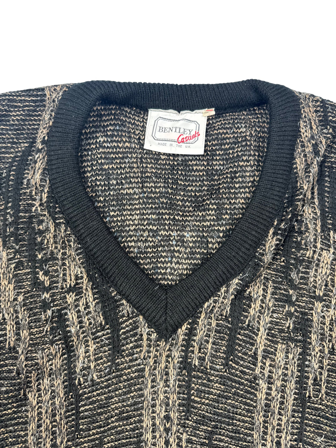 Bentley Casuals Black V-Neck Sweater - L - Think Vintage Online Ltd