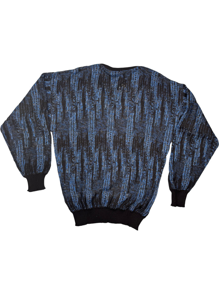 Bentley Casuals Blue Patterned Sweater - M - Think Vintage