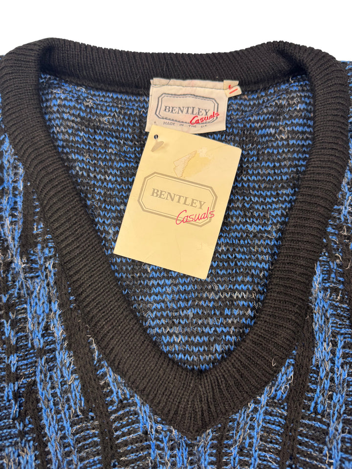 Bentley Casuals Blue Patterned Sweater - M - Think Vintage