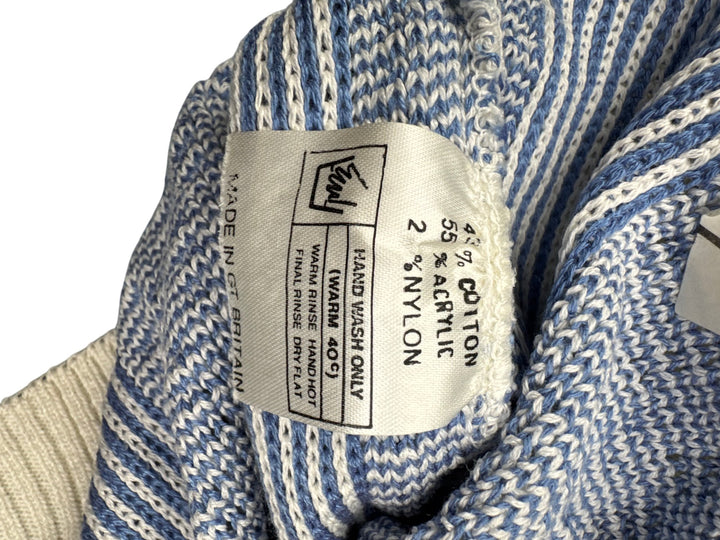 Bentley Casuals Blue White Striped Sweater - L - Think Vintage