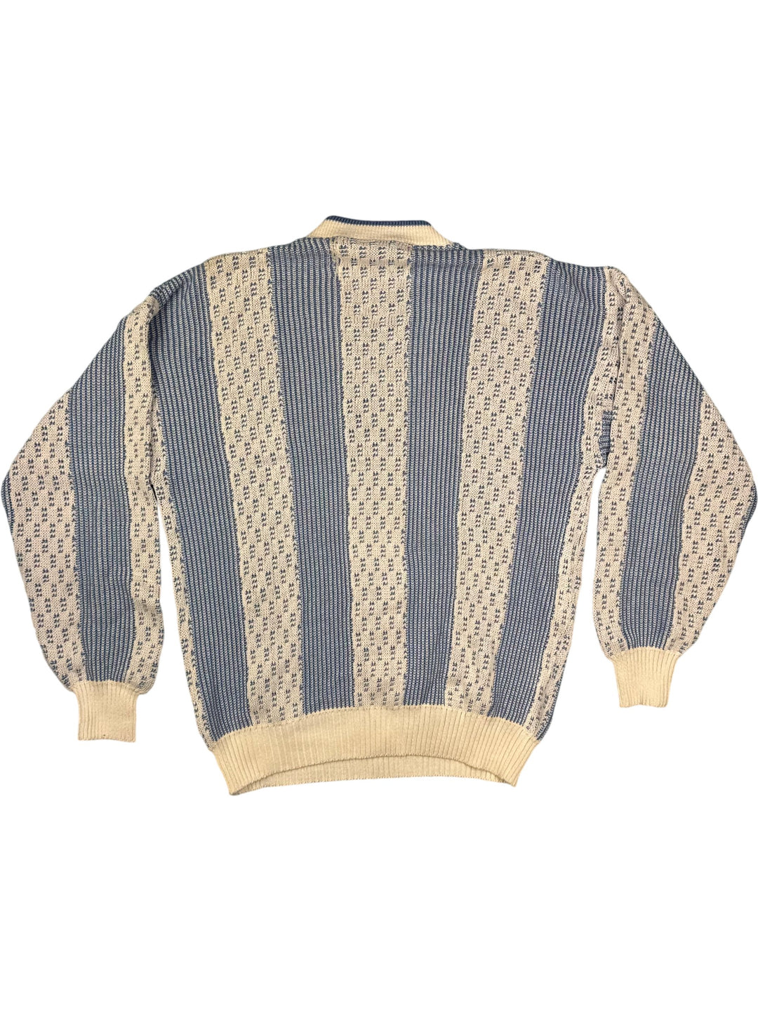 Bentley Casuals Blue White Striped Sweater - L - Think Vintage Online Ltd
