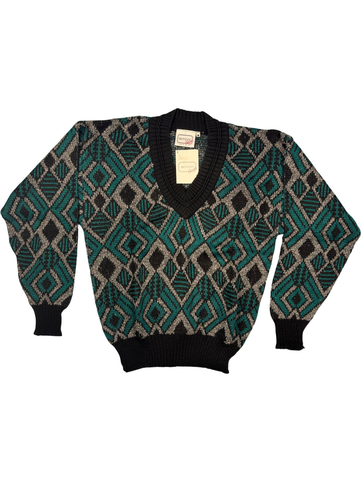 Bentley Casuals Geometric Knit Sweater - M - Think Vintage