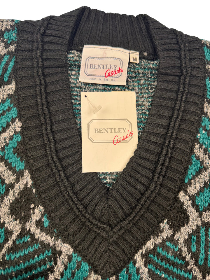 Bentley Casuals Geometric Knit Sweater - M - Think Vintage Online Ltd