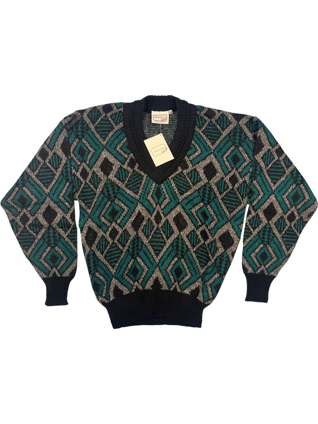 Bentley Casuals Geometric Pattern Sweater - M - Think Vintage