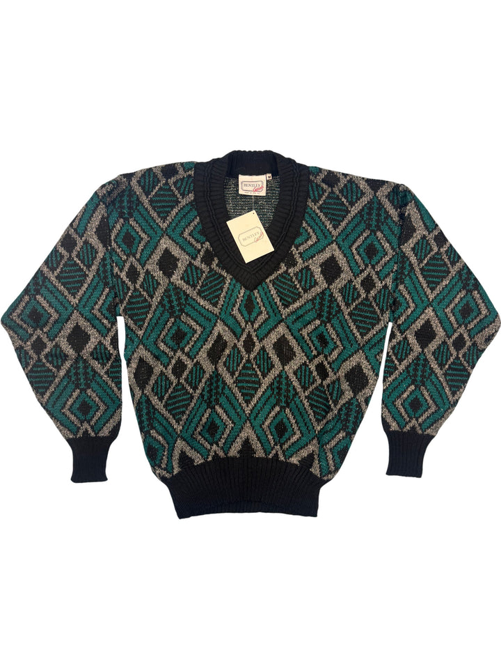 Bentley Casuals Geometric Pattern Sweater - M - Think Vintage