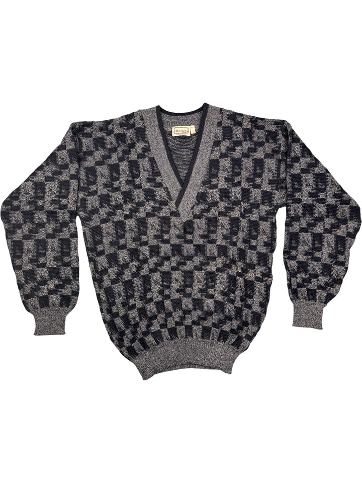 Bentley Casuals Geometric Pattern Sweater - M - Think Vintage ltd
