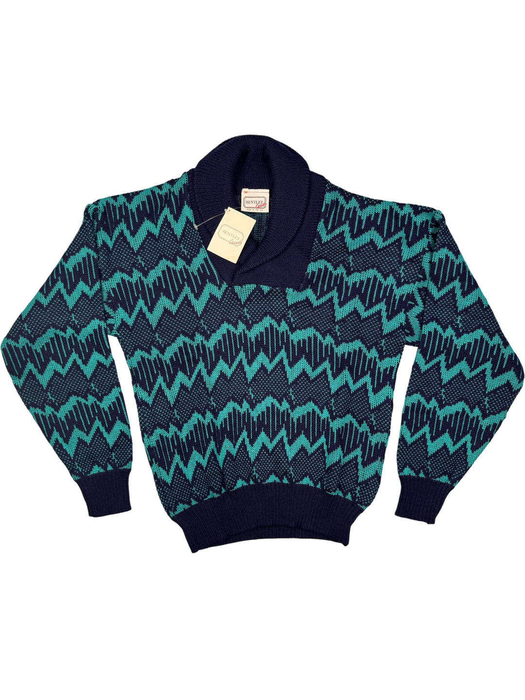 Bentley Casuals Geometric Pattern Sweater - M - Think Vintage ltd