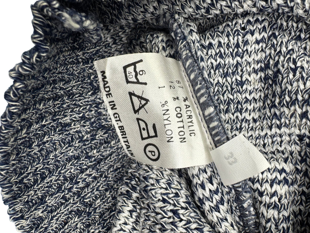 Bentley Casuals Grey Patterned V-Neck Sweater - L - Think Vintage Online Ltd