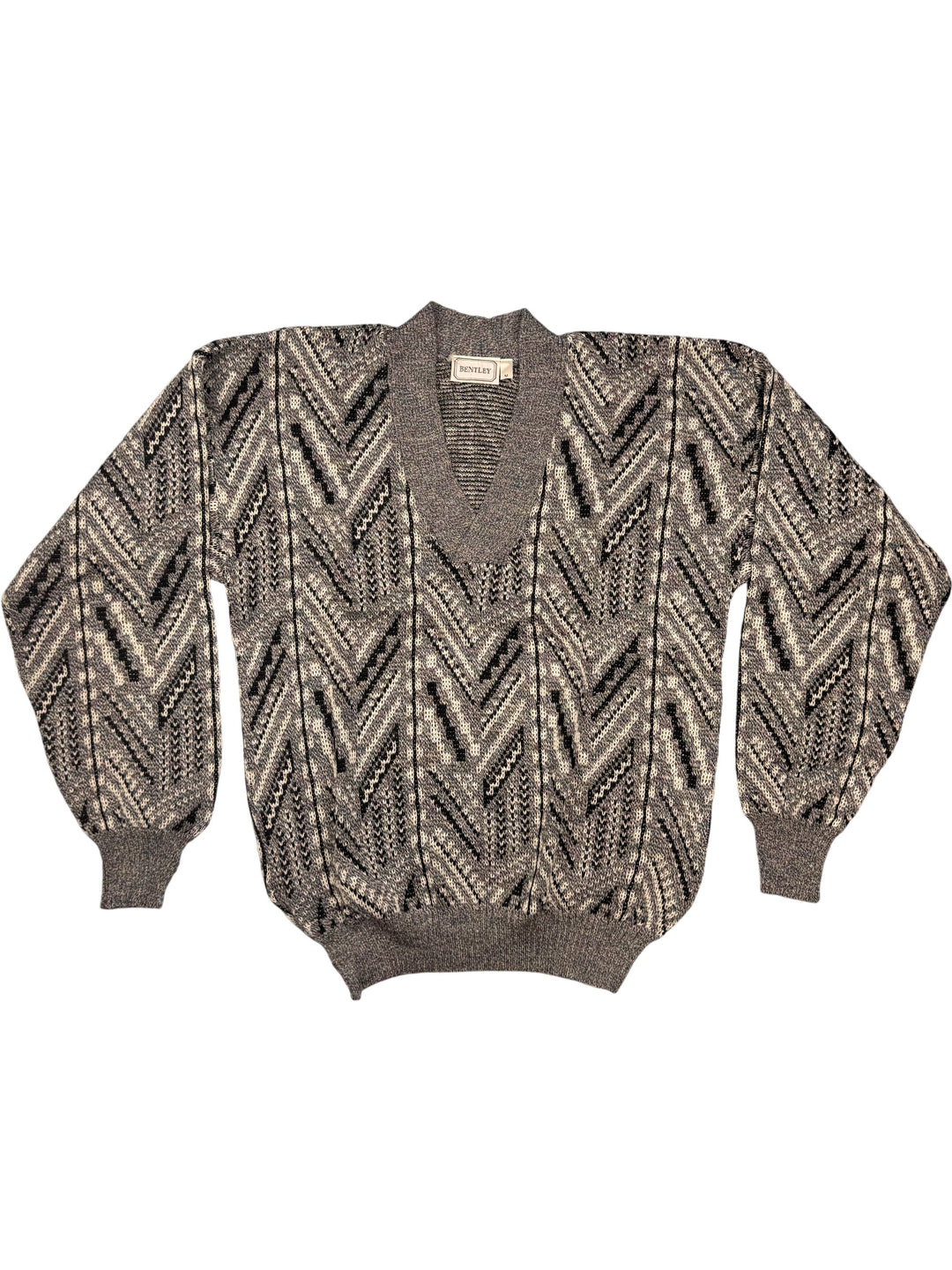 Bentley Geometric Knit Sweater - M - Think Vintage Online Ltd
