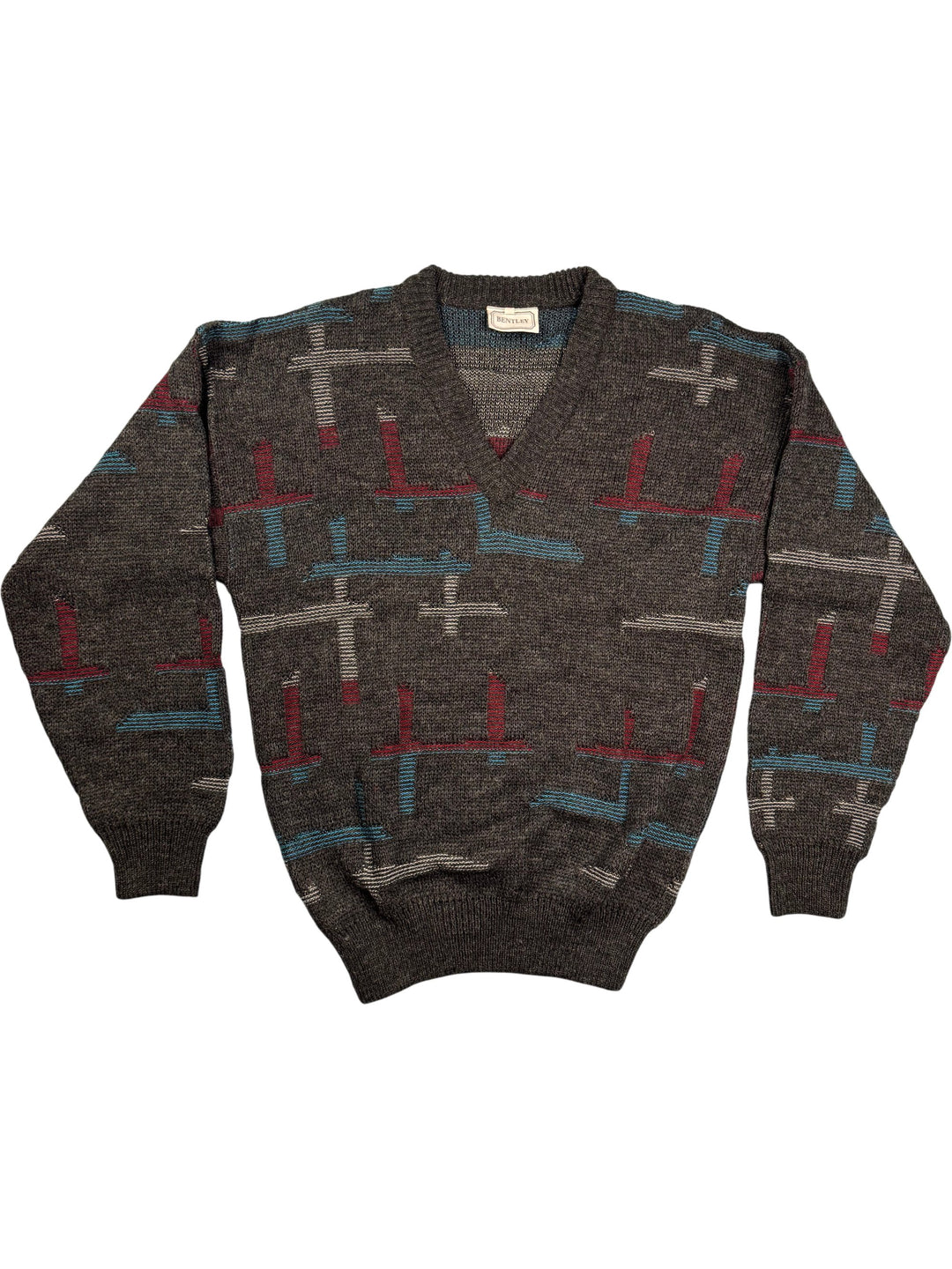 Bentley Geometric Knit Sweater - M - Think Vintage ltd