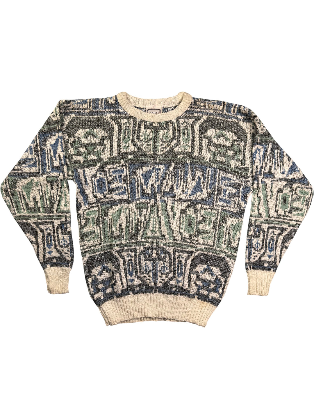 Bentley Geometric Patterned Sweater - M - Think Vintage