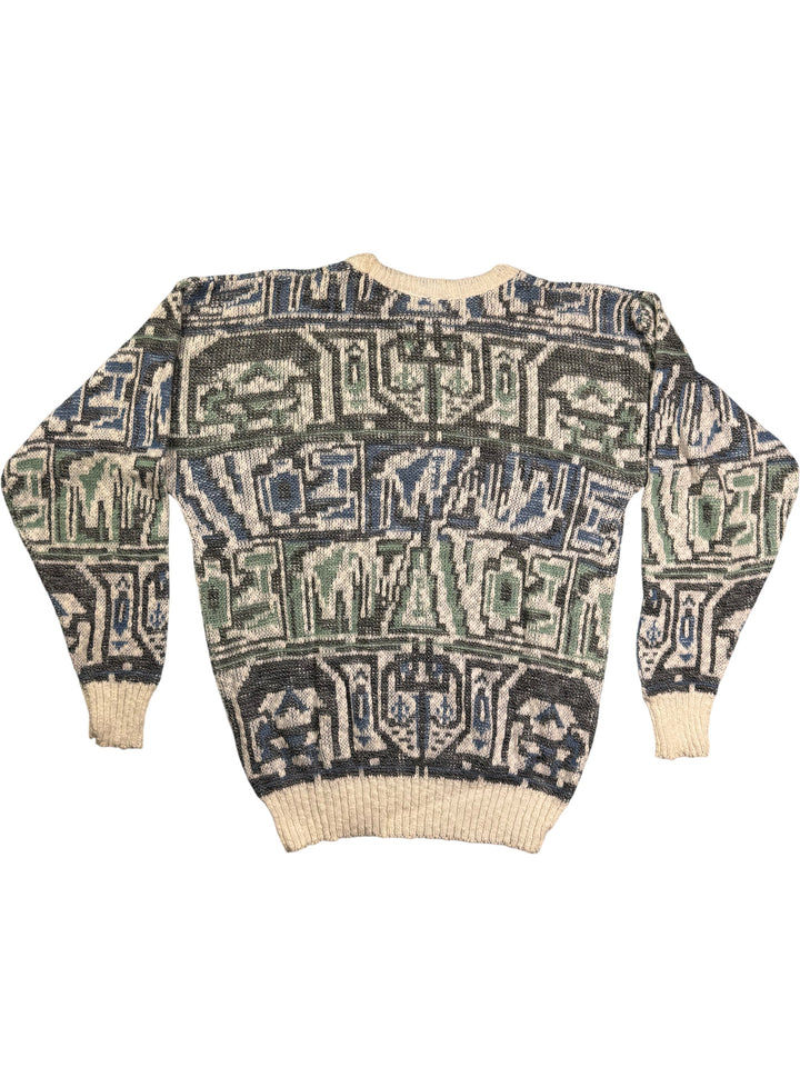 Bentley Geometric Patterned Sweater - M - Think Vintage