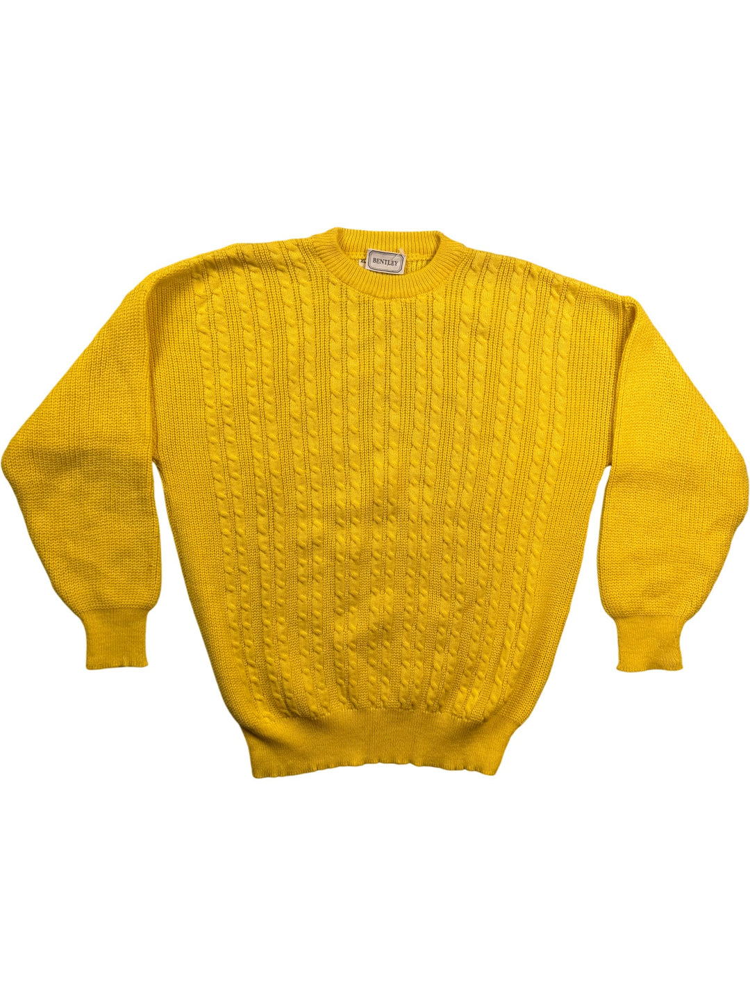 Bentley Yellow Knit Sweater - L - Think Vintage