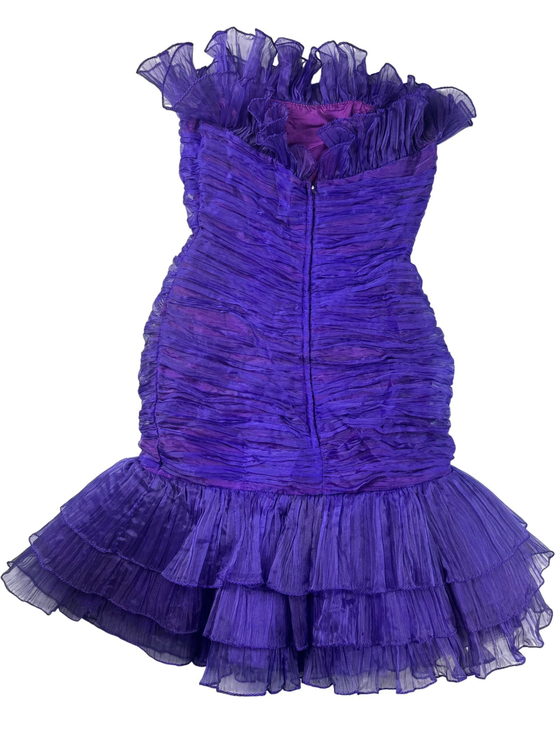 Berryshaw Purple Ruffled Cocktail Dress - W27 - Think Vintage ltd