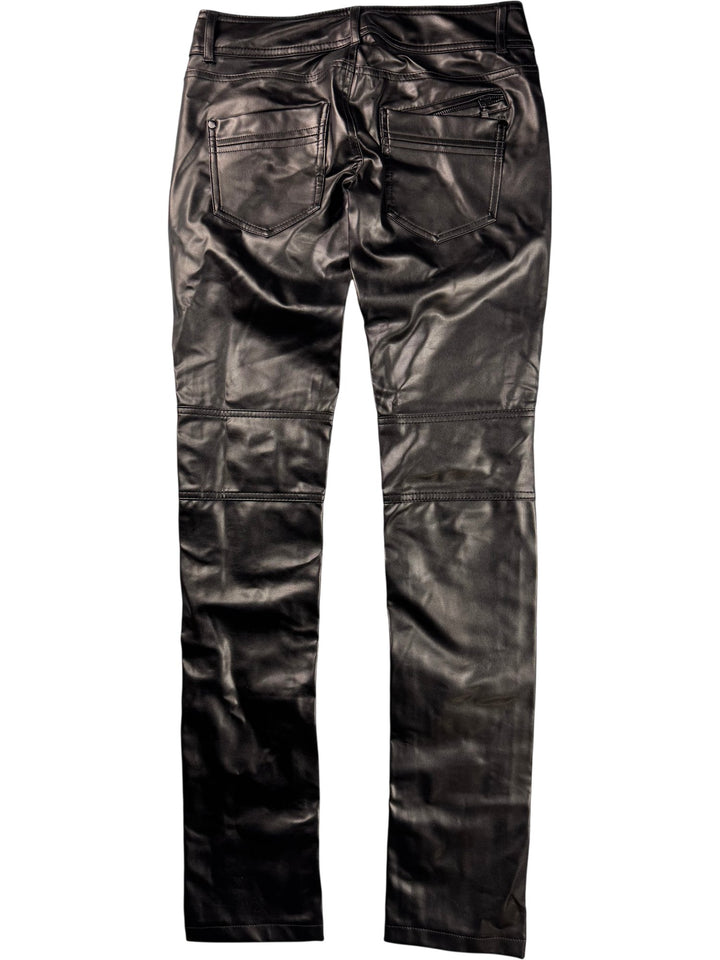 Bershka Black Faux Leather Trousers - W30 - Think Vintage ltd