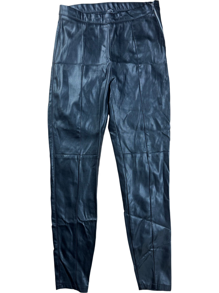 Bershka Black Leather Trousers - W26 - Think Vintage ltd