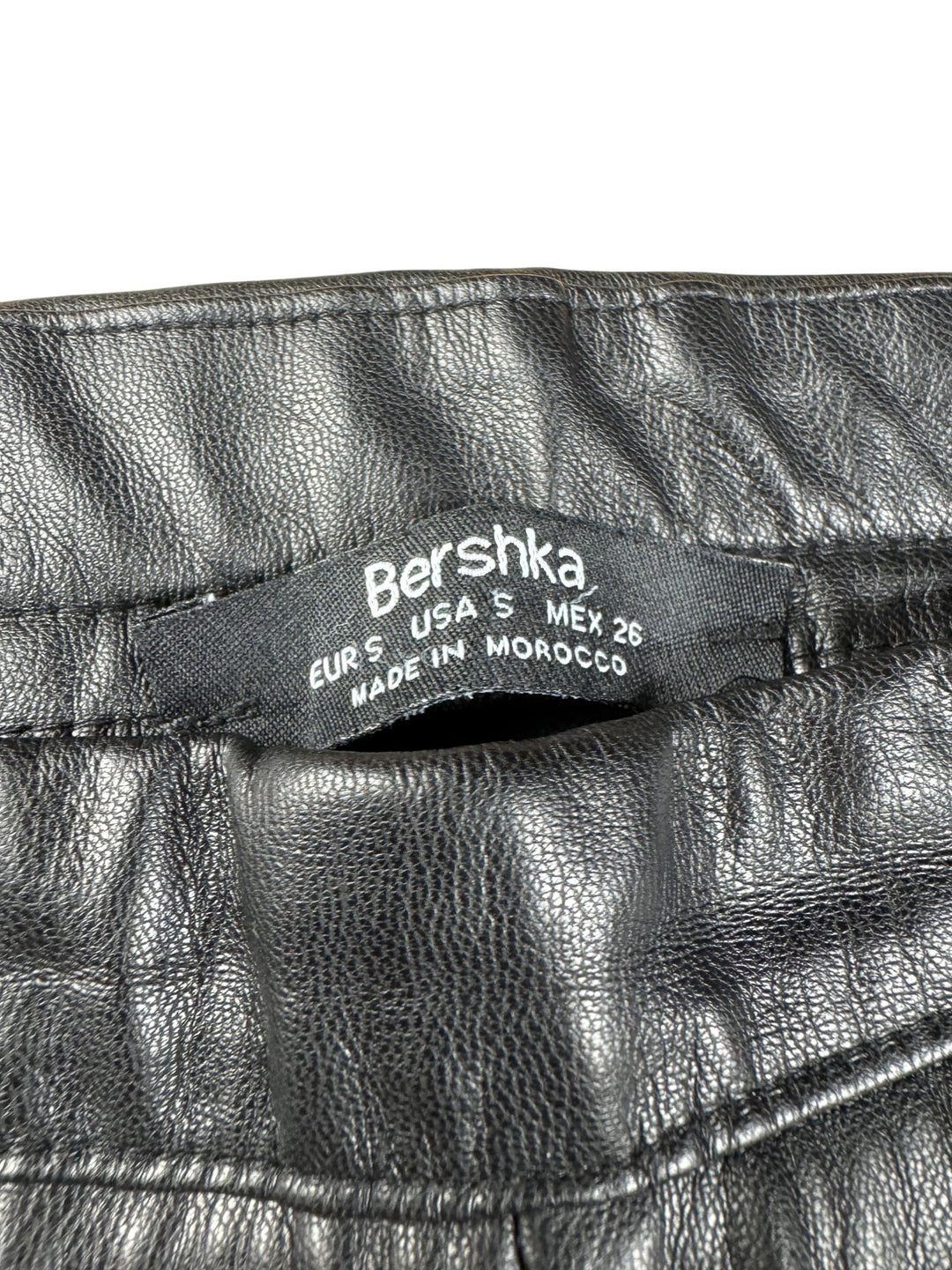 Bershka Black Leather Trousers - W26 - Think Vintage ltd