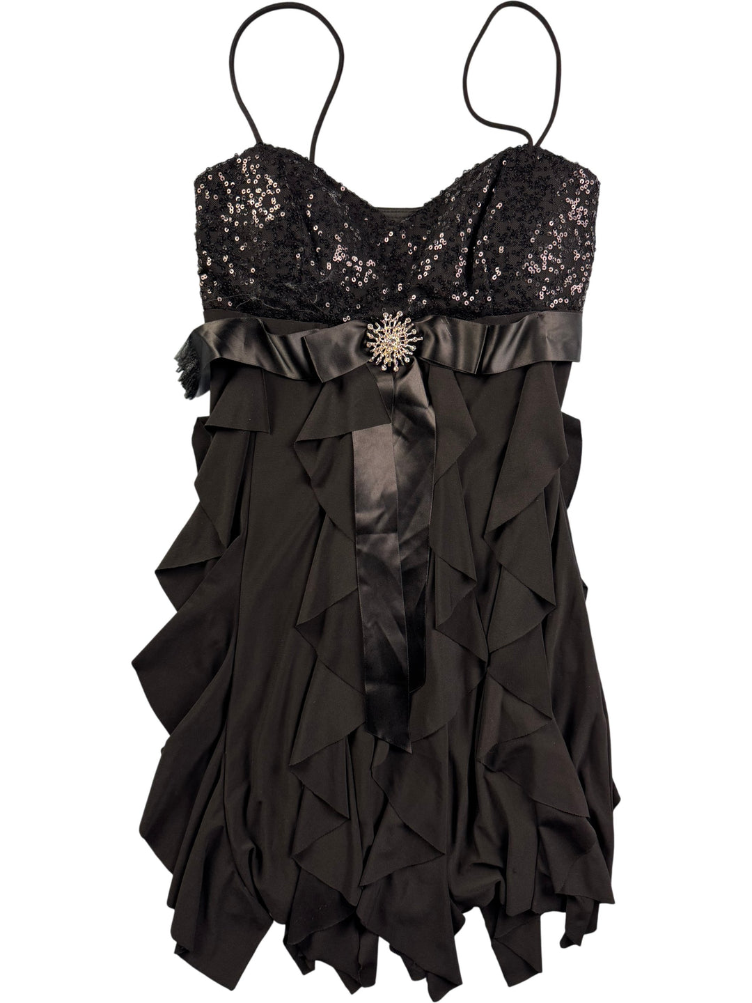 Betsy & Adam Black Evening Top/Mini Dress - S - Think Vintage