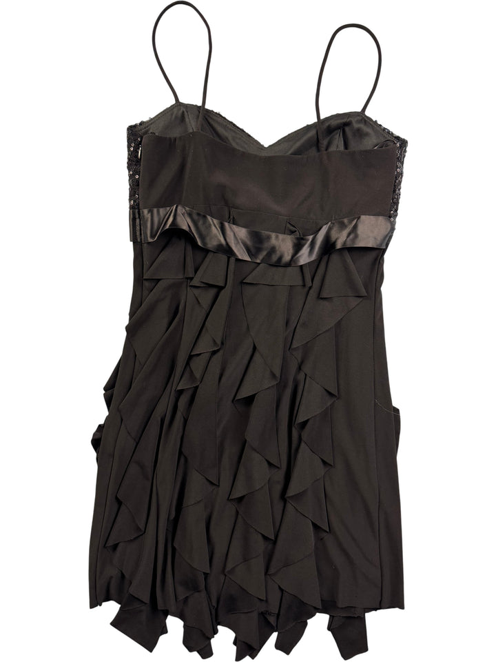 Betsy & Adam Black Evening Top/Mini Dress - S - Think Vintage