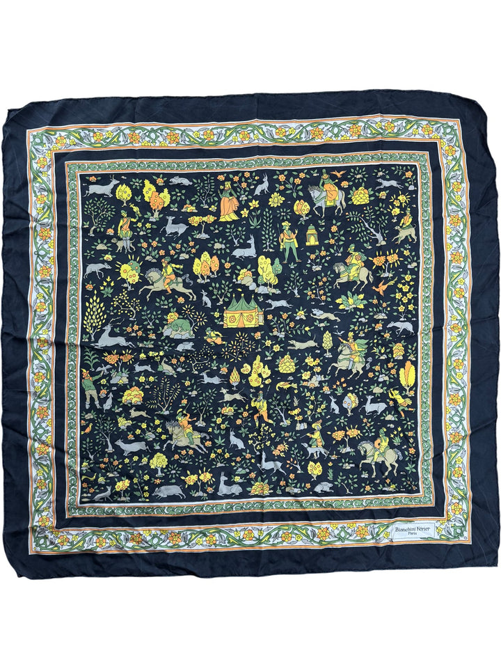 Bianchini Férier Silk Scarf Black Multicolor - Think Vintage ltd