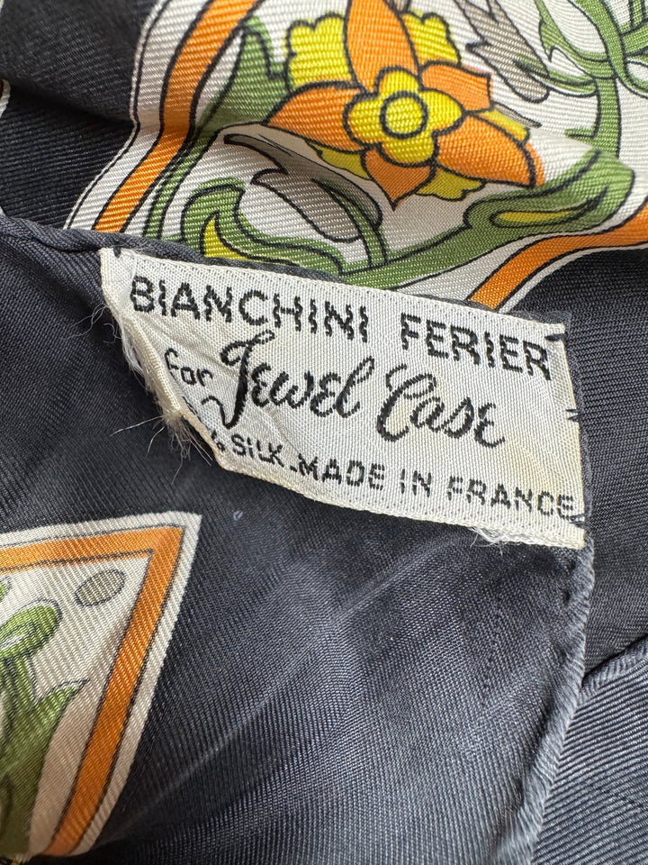 Bianchini Férier Silk Scarf Black Multicolor - Think Vintage ltd