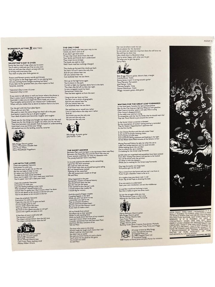 Billy Bragg Workers Playtime Vinyl Record - Think Vintage Online Ltd