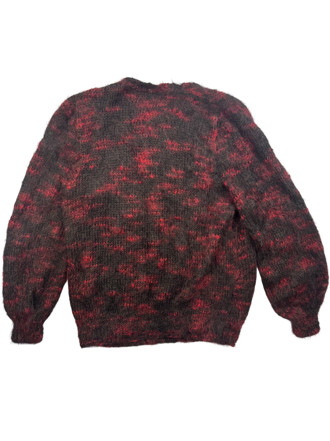 Black And Red Mohair Knit Sweater - M - Think Vintage