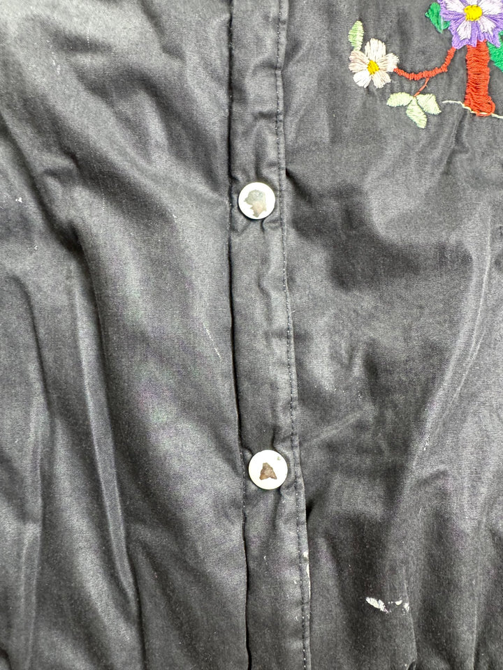 Black Blondie Embroidered Bomber Jacket - M - Think Vintage ltd
