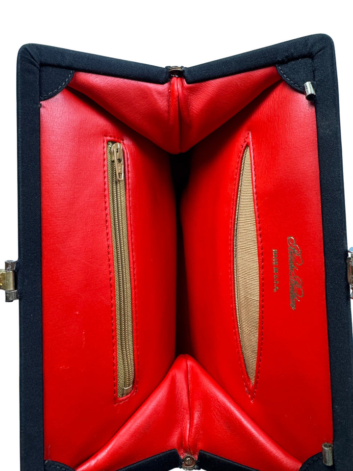 Black Clutch Bag with Gold Detail - Think Vintage Online Ltd