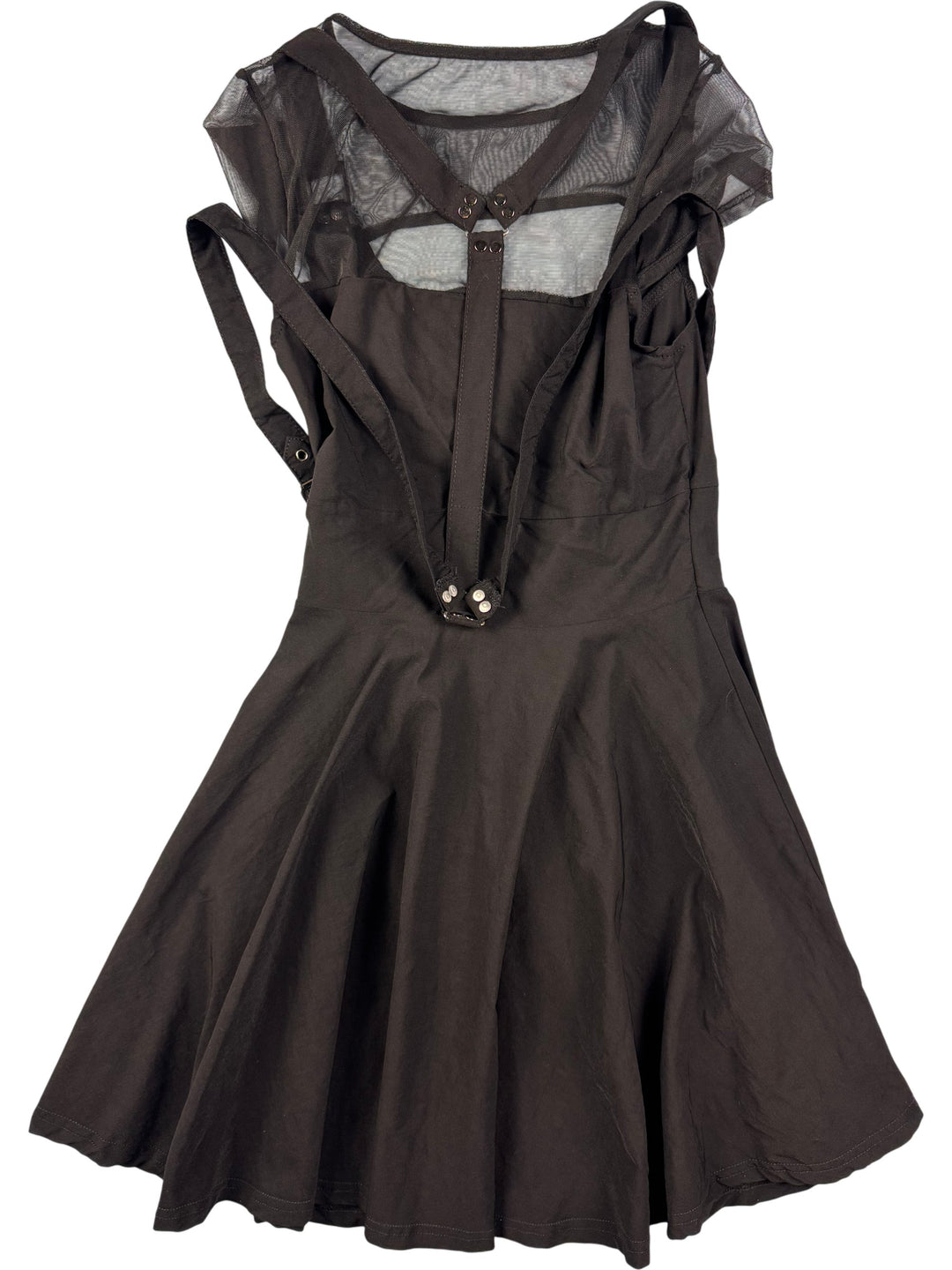 Black Cotton Blend Buckle Strap Dress - S - Think Vintage