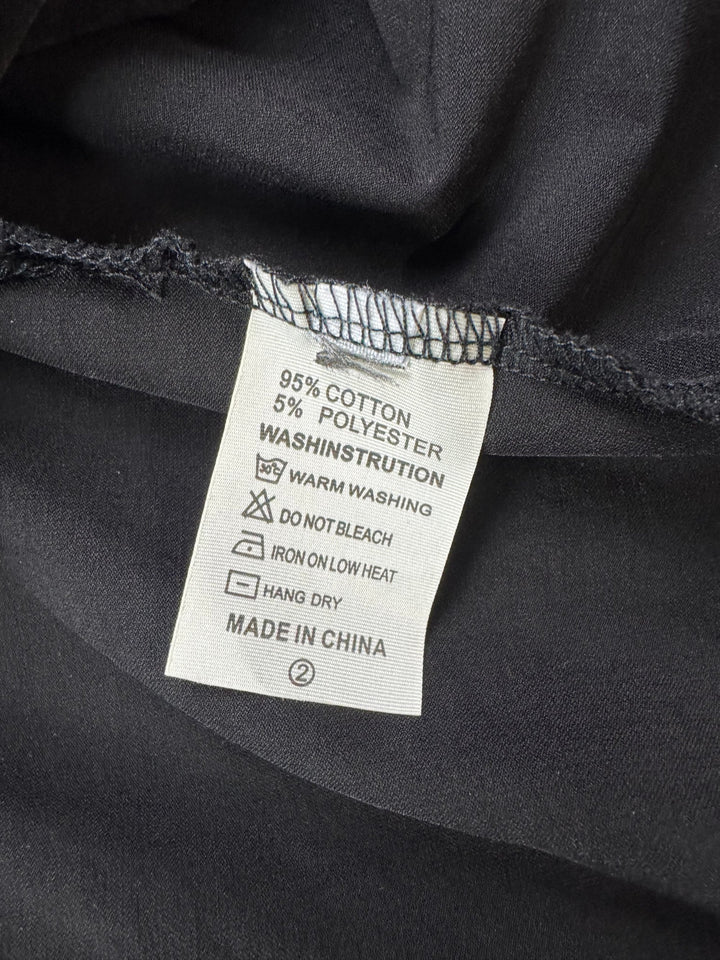 Black Cotton Blend Buckle Strap Dress - S - Think Vintage