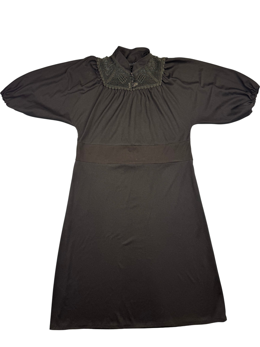 Black Crocheted Collar Dress - S - Think Vintage ltd