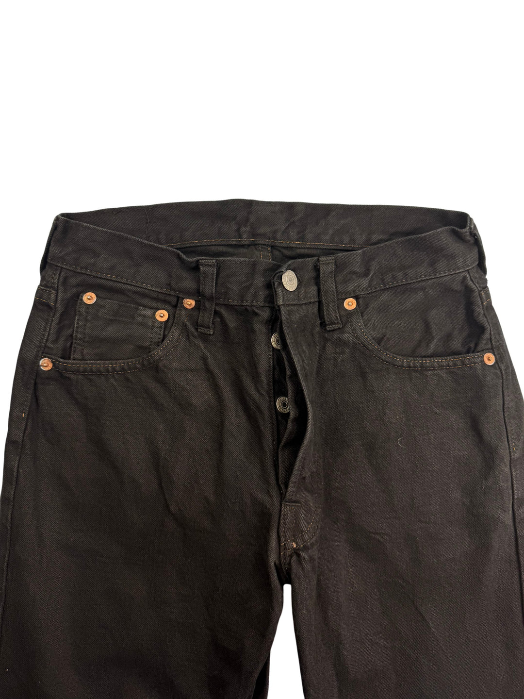 Black Denim Straight Leg Jeans - W27 L28 - Think Vintage