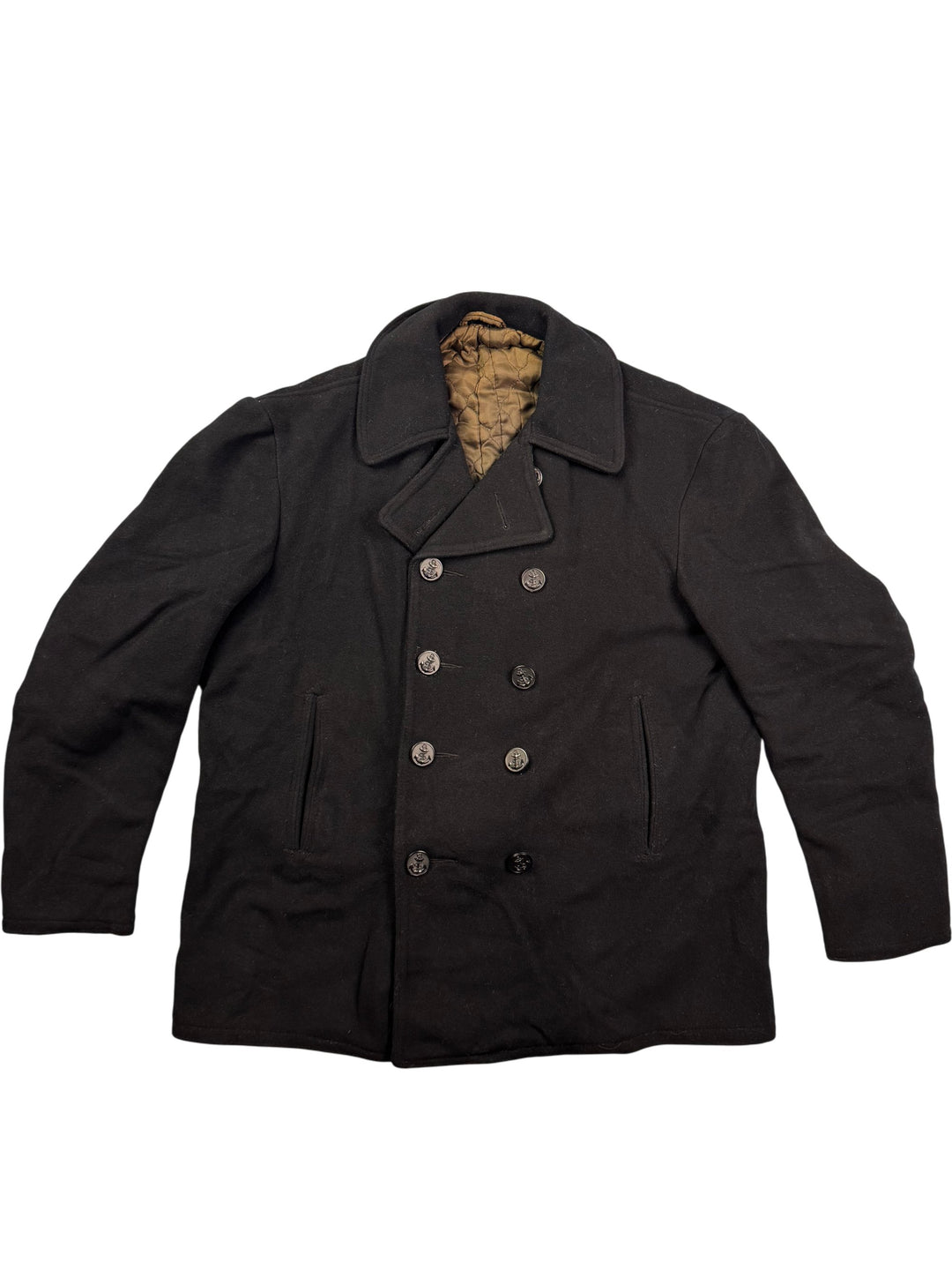 Black Double Breasted Pea Coat - XL - Think Vintage ltd