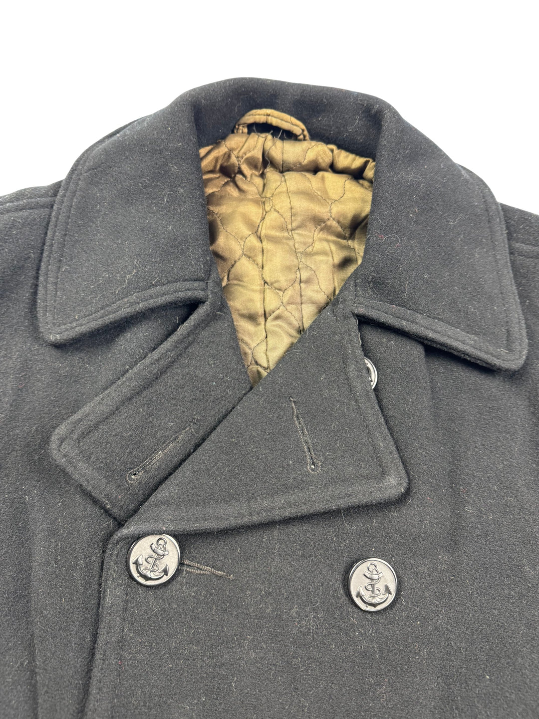 Black Double Breasted Pea Coat - XL - Think Vintage ltd