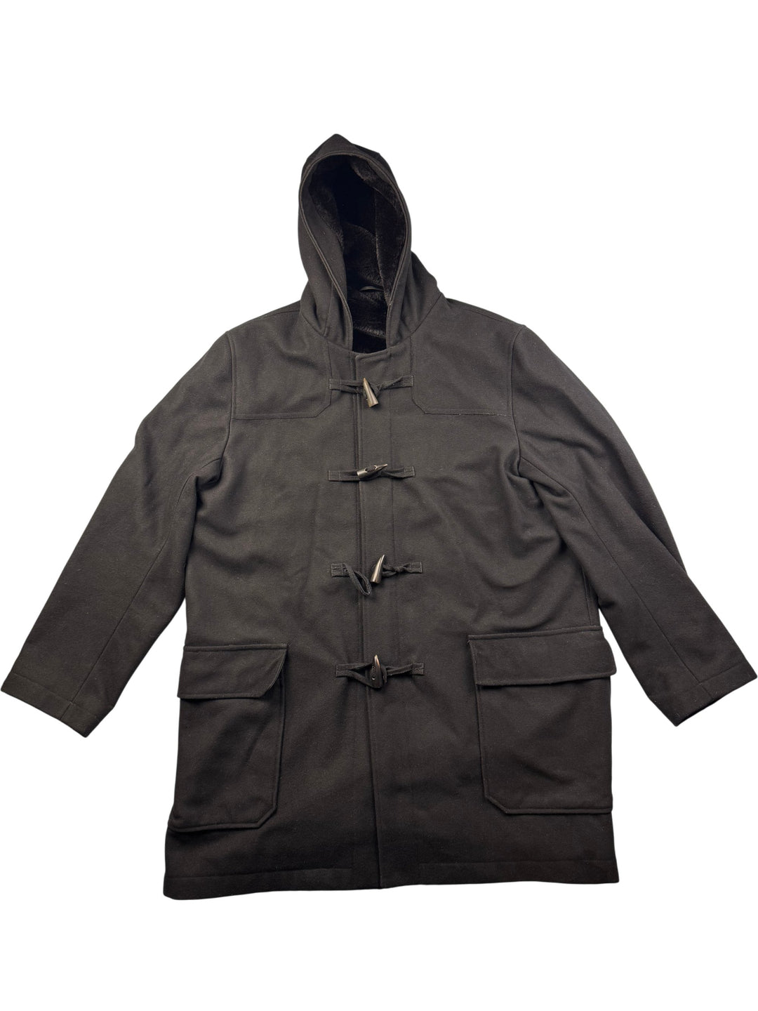 Black Duffle Coat With Toggle Fastenings - XL
