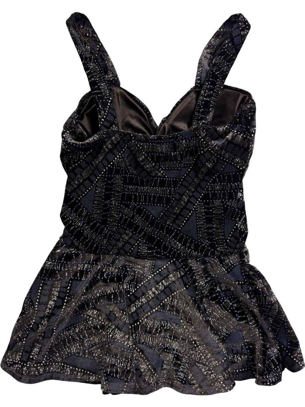 Black Geometric Patterned Top- S - Think Vintage Online Ltd