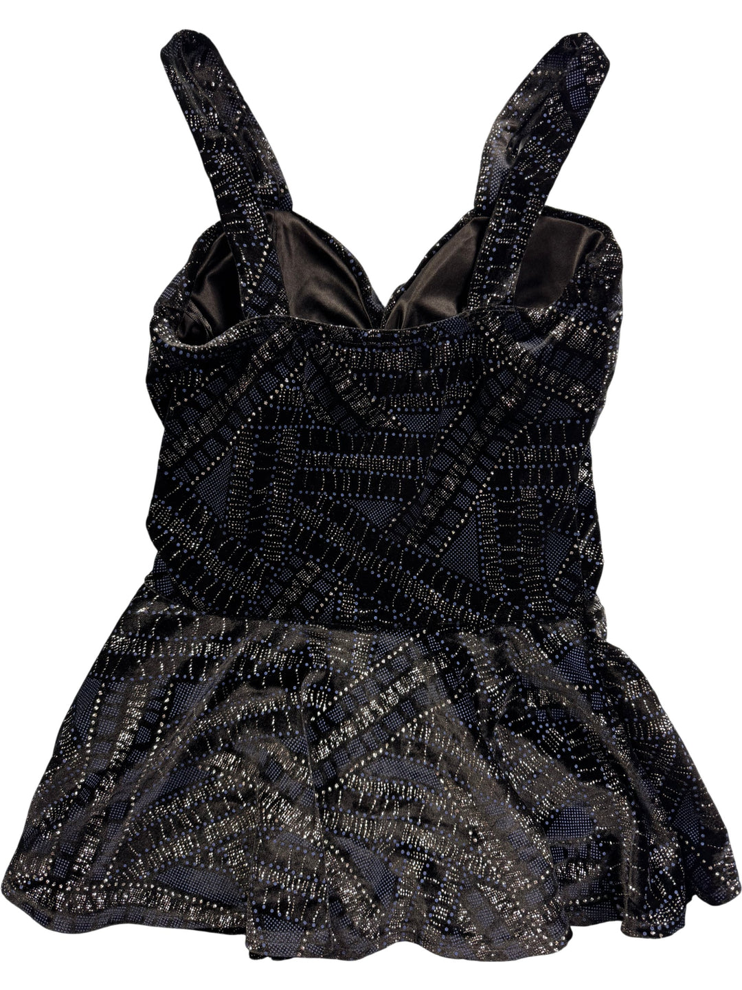 Black Geometric Patterned Top- S - Think Vintage Online Ltd