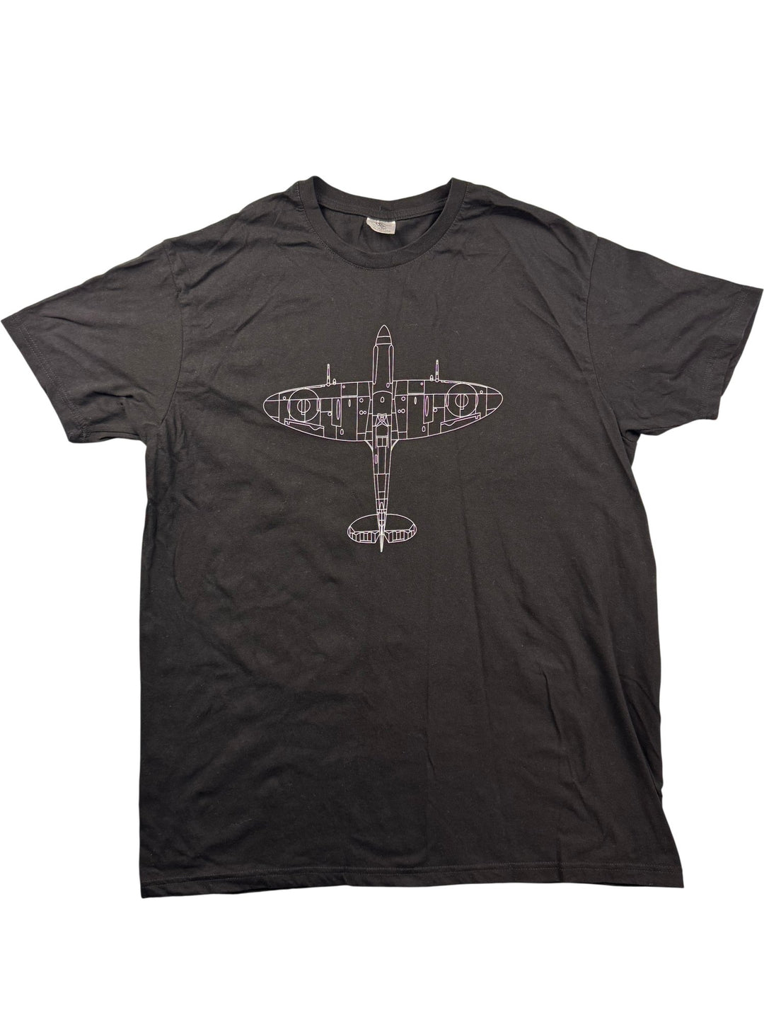Black Graphic Airplane T-Shirt - S - Think Vintage ltd