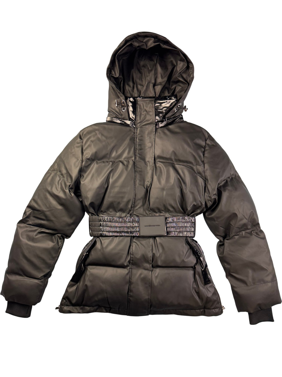 Black Hooded Puffer Jacket - M - Think Vintage ltd