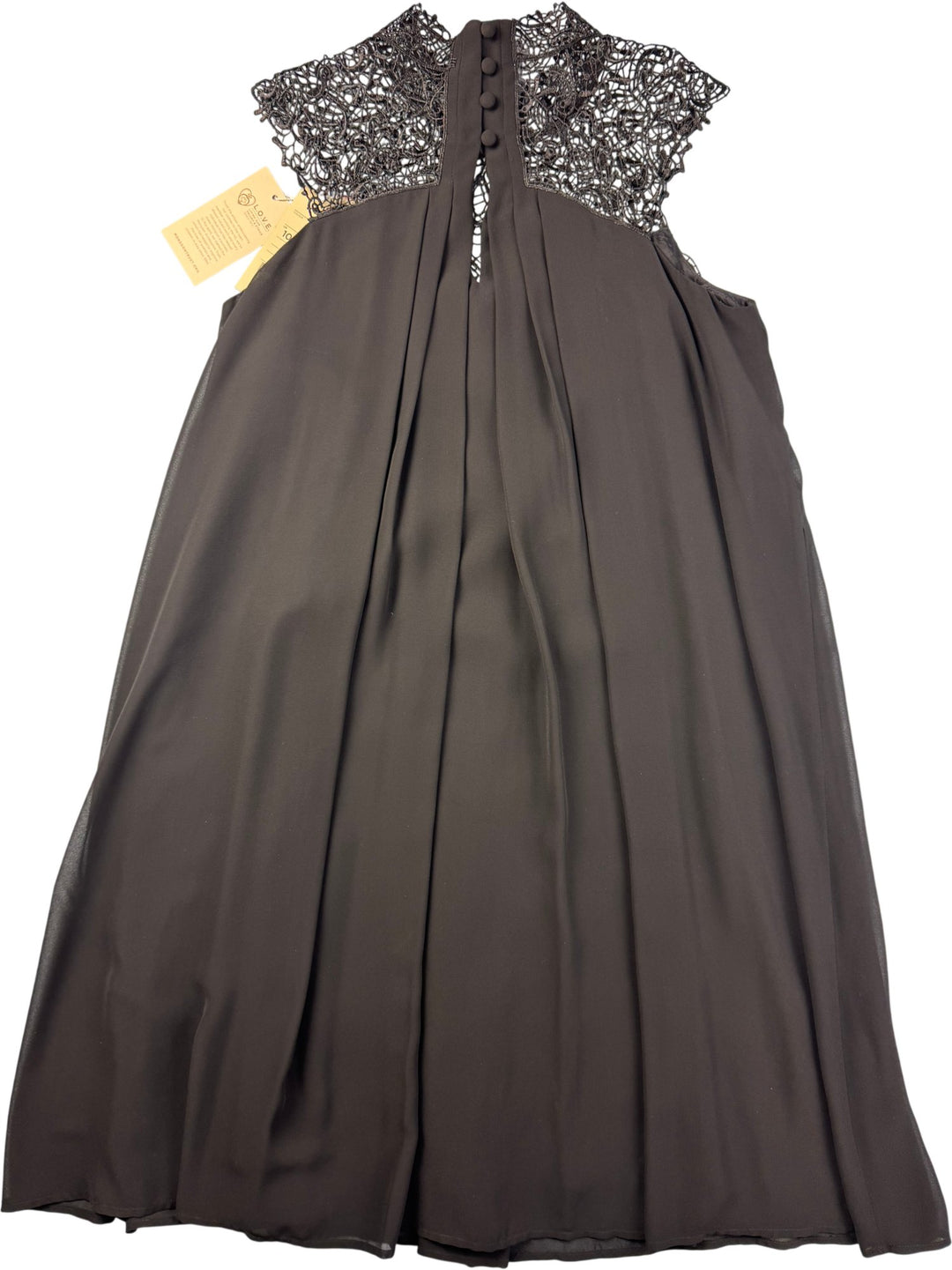 Black Lace Neck Dress - S/M - Think Vintage ltd