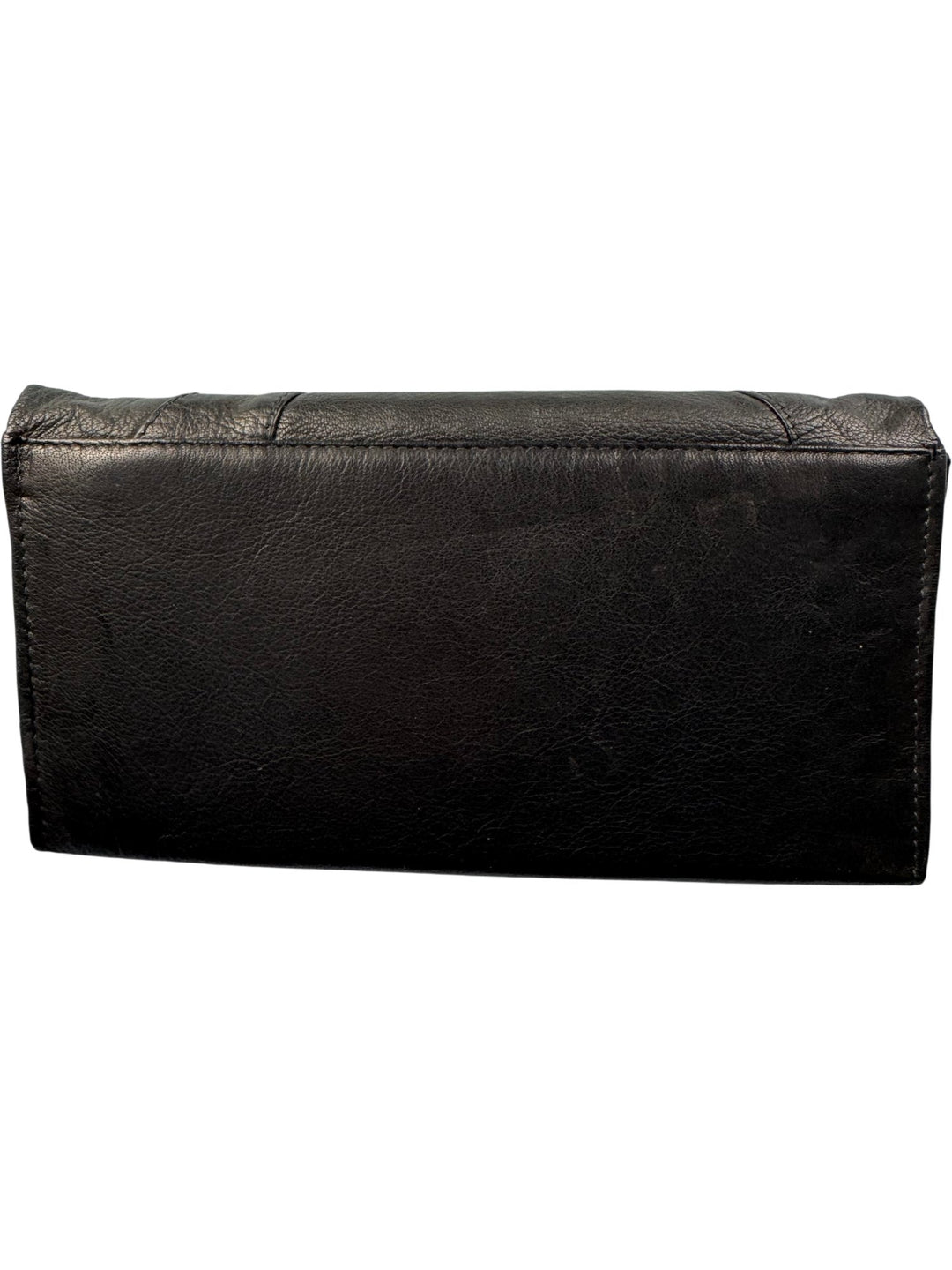 Black Leather Clutch With Bow Detail