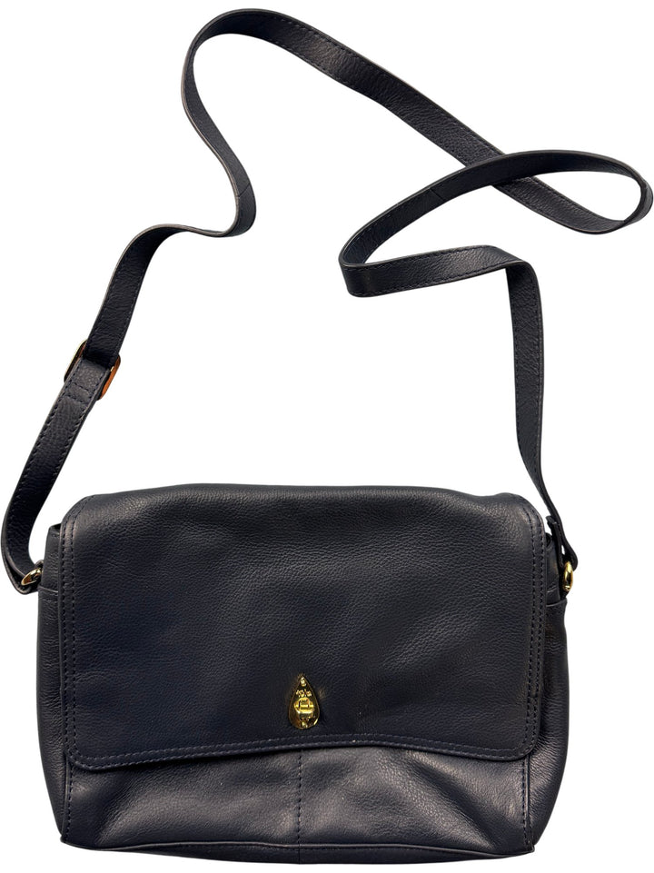 Black Leather Crossbody Bag - Think Vintage ltd