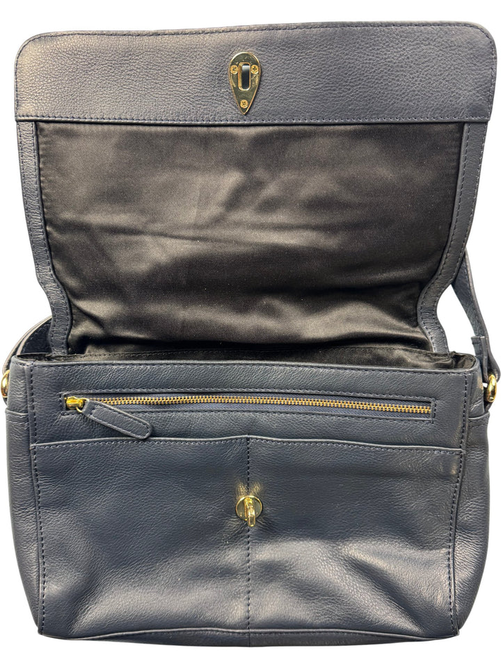 Black Leather Crossbody Bag - Think Vintage ltd