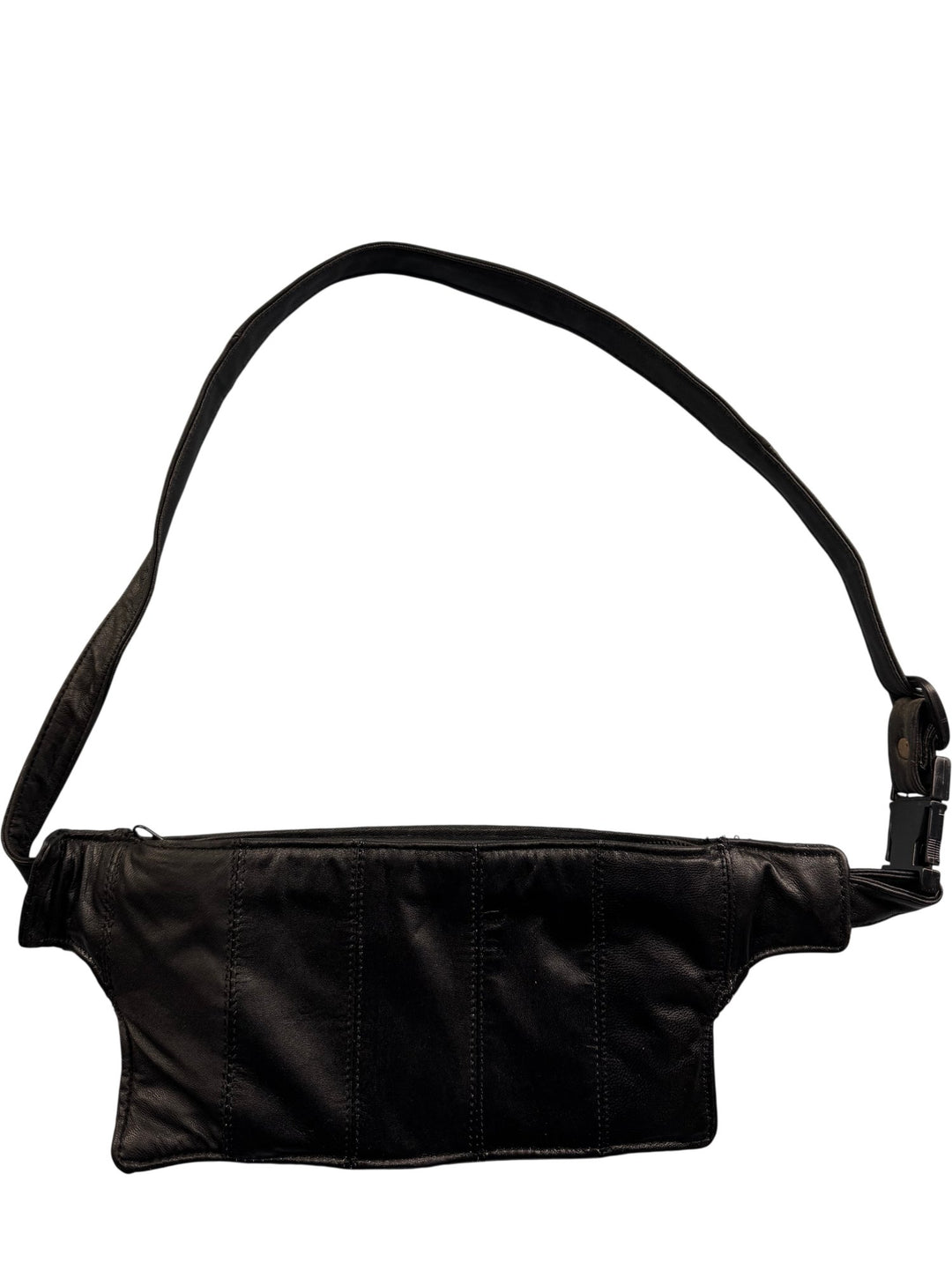 Black Leather Fanny Pack - Think Vintage ltd