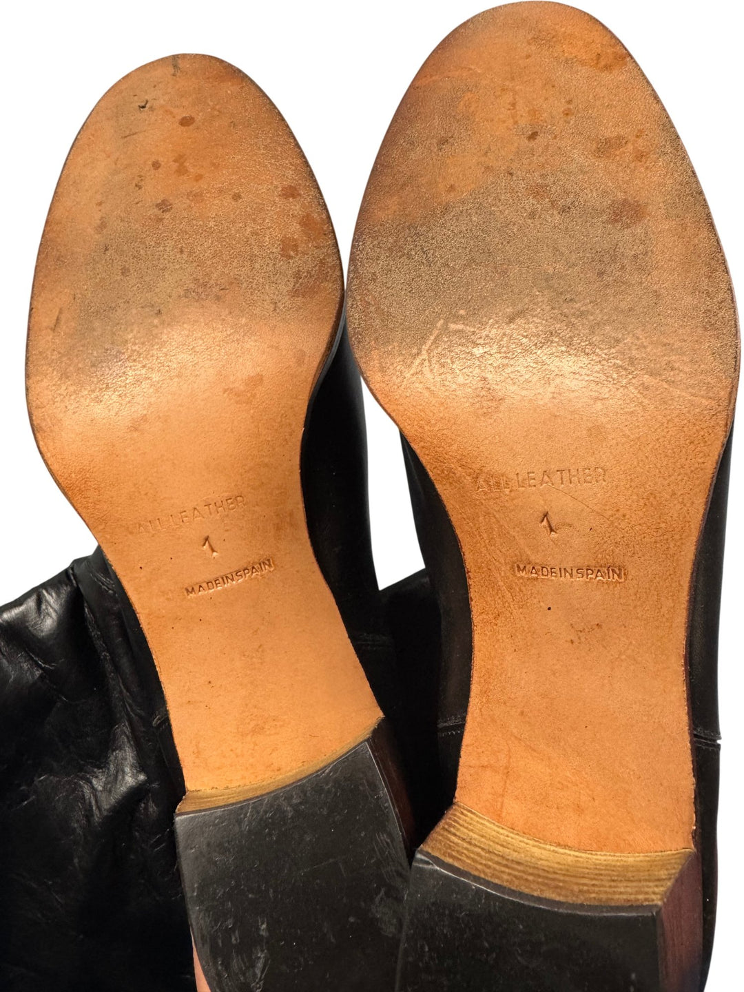 Black Leather Knee-High Boots - 7.5 - Think Vintage ltd