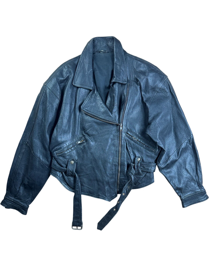 Black Leather Motorcycle Jacket - M