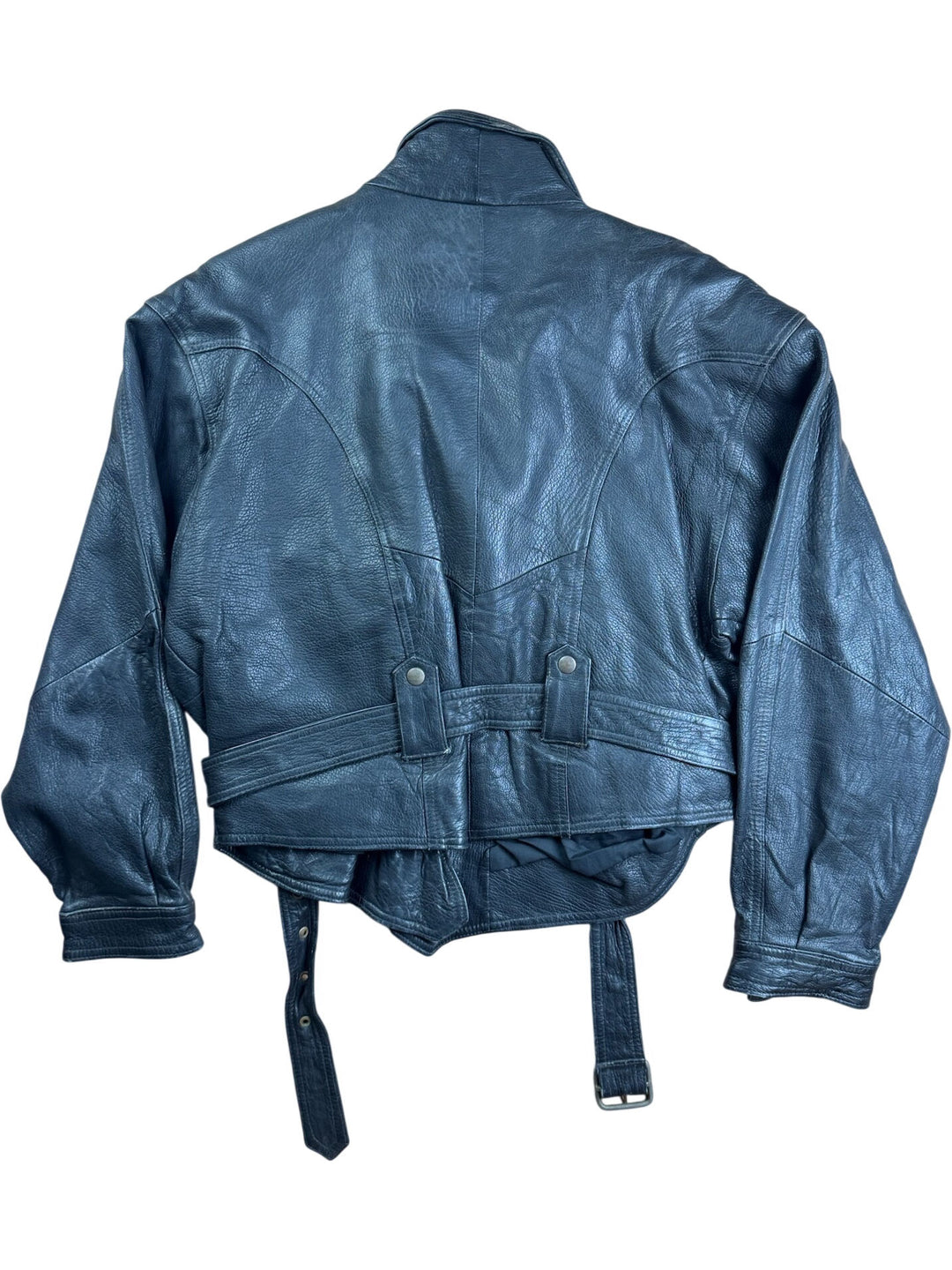 Black Leather Motorcycle Jacket - M
